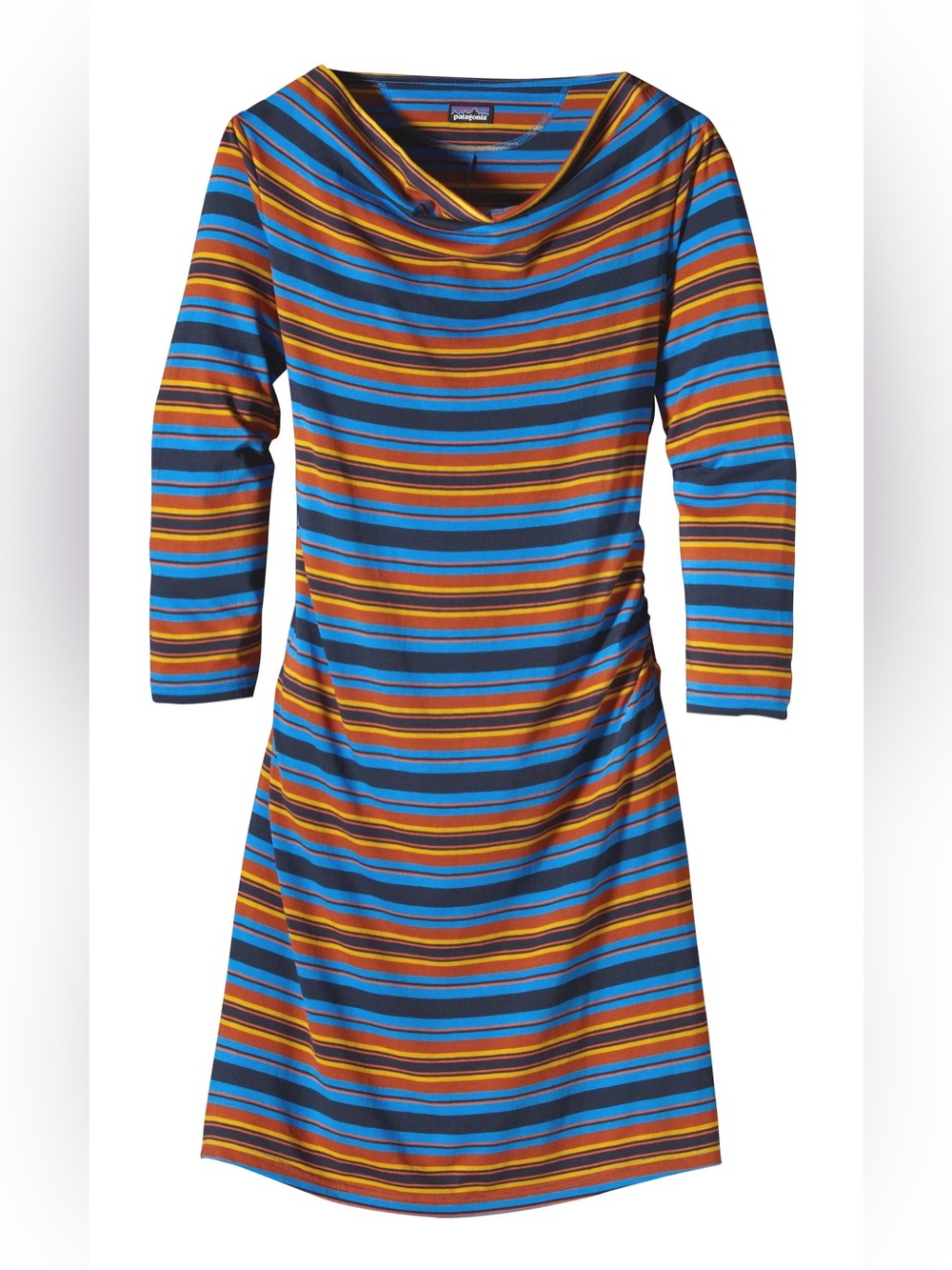 Patagonia VGUC Kamala Cowl Neck Striped Dress Fitted Stretch Outdoor Wear Medium